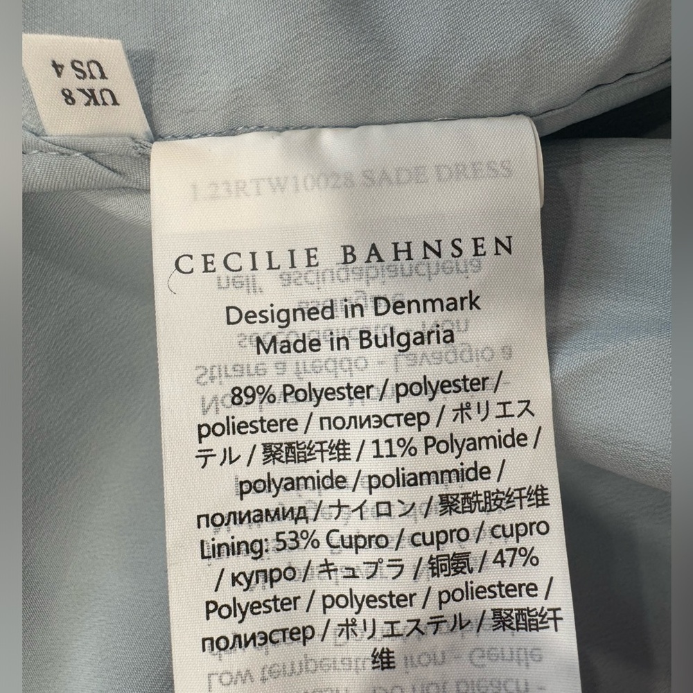 CECILIE BAHNSEN Sade Jacquard Cut Out Midi Dress in Mist Blue - Picture 13 of 14